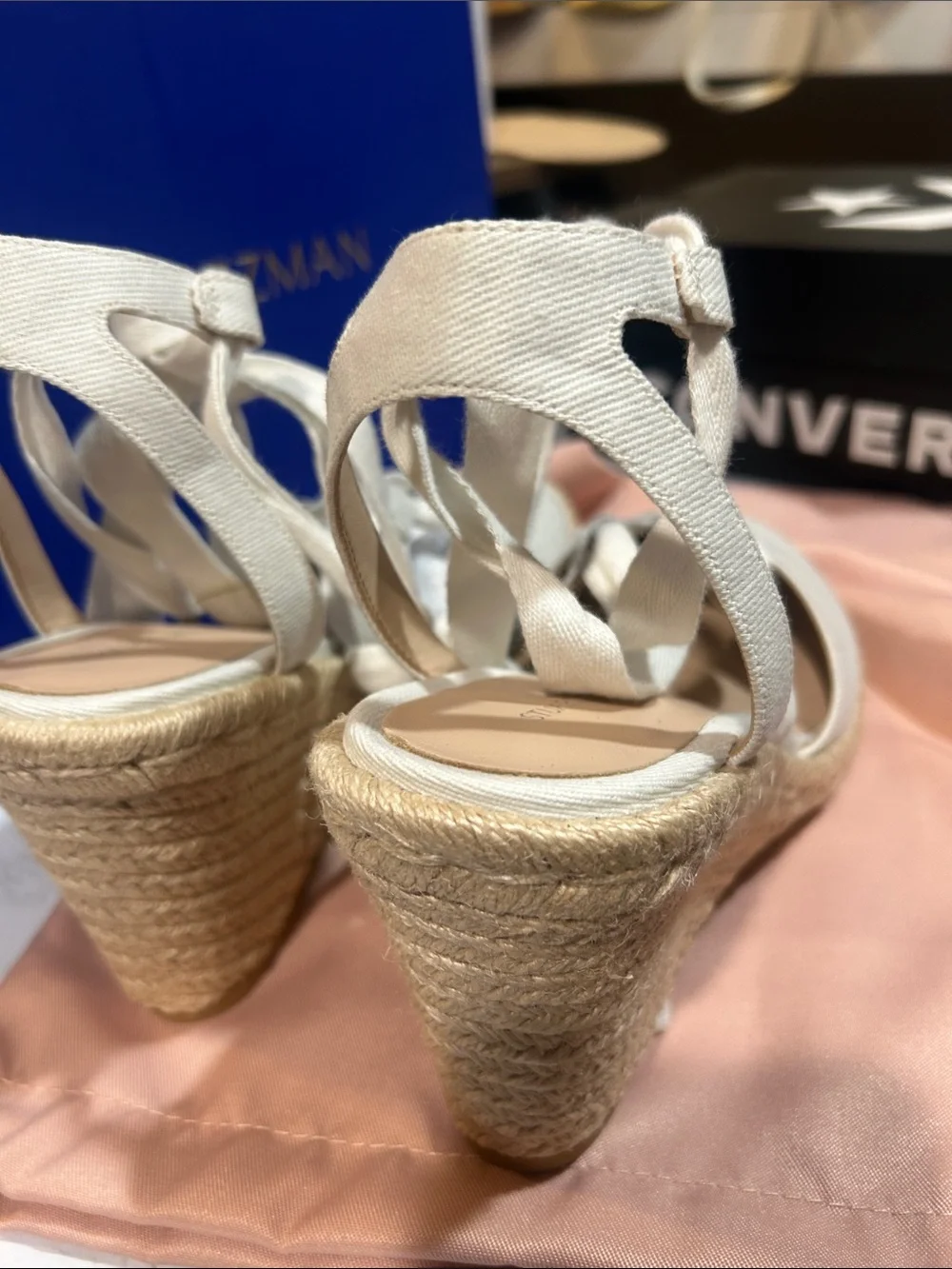 Stuart Weitzman white Espadrille Lace-Up Wedge Sandals - Picture 4 of 8